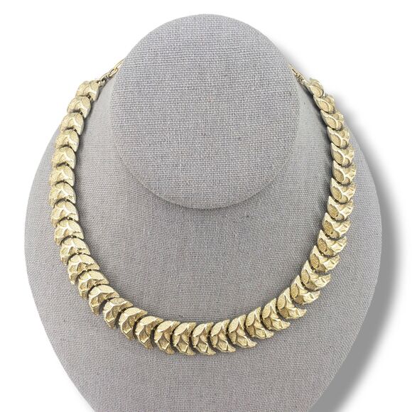 Coro Gold Tone Chunky Link Choker Necklace Statement MCM Retro Glam Adjustable - Picture 13 of 14